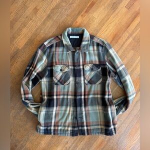 men’s outerknown heavy flannel over shirt. size large.
